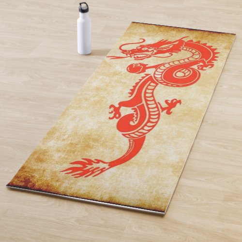 red chinese dragon yoga mat