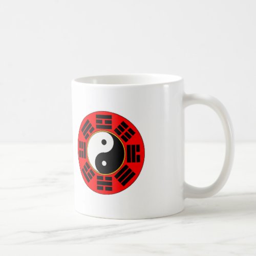 Red Chinese Harmony Bagua Trigram Yin Yang Coffee Mug