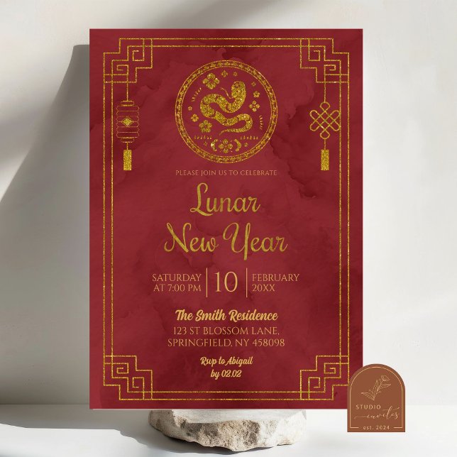 Red Chinese Lunar New Year Snake Year Invitation (Creator Uploaded)