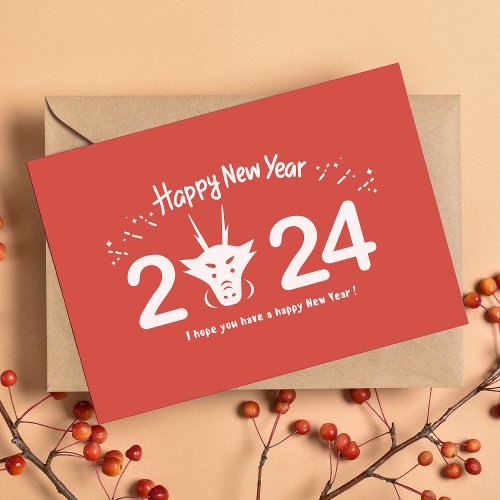 Red Chinese New Year 2024 Year Of Dragon Holiday Card