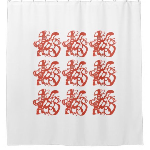 Red Chinese Papercut of Dog Shower Curtain Zazzle
