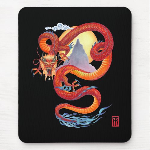 Red Chinese Red Dragon Mouse Pad