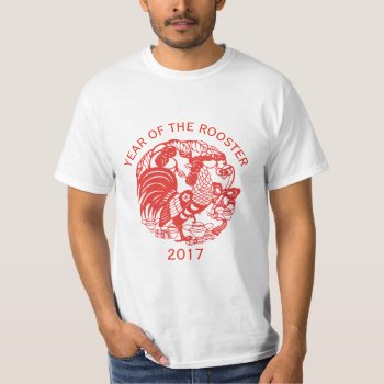 Red Chinese  Rooster Year Papercut Zodiac T T-shirt by The_Roosters_Wishes at Zazzle