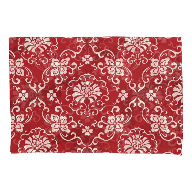 Red Chinese spiral flower background. Pillow Case (Front)