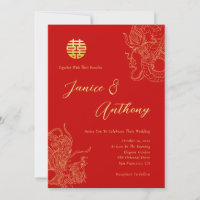 Red Chinese wedding dragon and phoenix