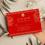 Red Chinese wedding dragon phoenix bridal RSVP Card