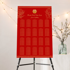 Red Chinese wedding dragon phoenix seating chart Foam Board