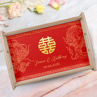 Red Chinese wedding dragon phoenix tea ceremony