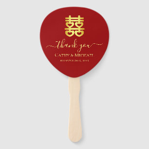 Red Chinese wedding heart double happiness Classic Hand Fan