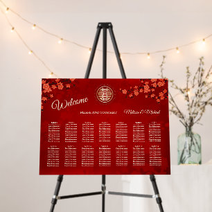 Red Chinese Wedding Seating Chart Foam Board
