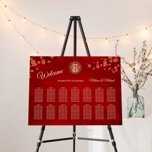 Red Chinese Wedding Seating Chart Foam Board