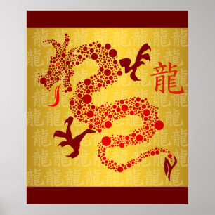 Red Chinese Year of the Dragon Poster