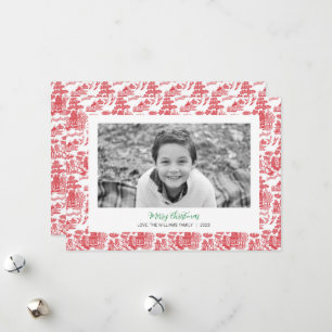 Red Chinoiserie Christmas Photo Card
