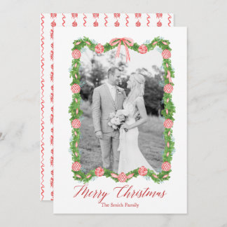 Red Chinoiserie Ornament Garland Grandmillenial Holiday Card