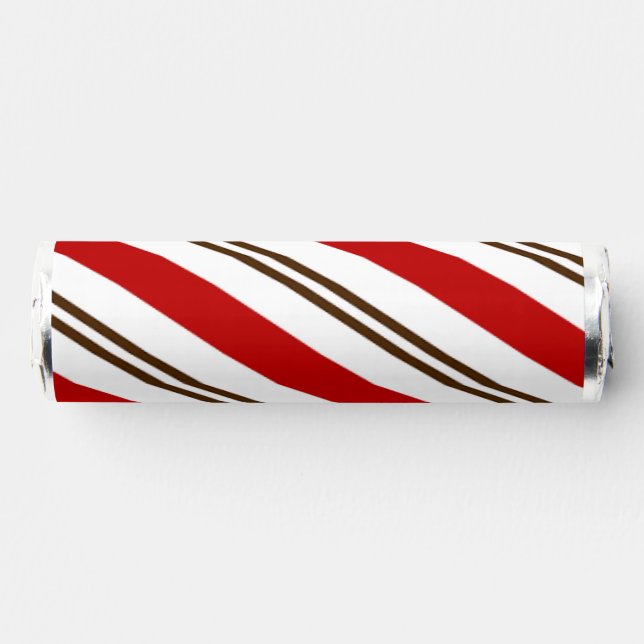  Red & Chocolate Brown Candy Cane Christmas Breath Savers® Mints (Front)