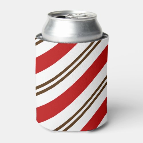  Red  Chocolate Brown Candy Cane Christmas Can Cooler