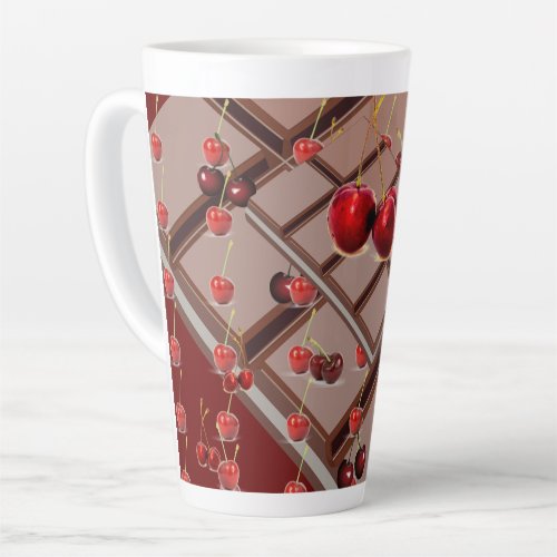 Red Chocolate Cherries Latte Mug