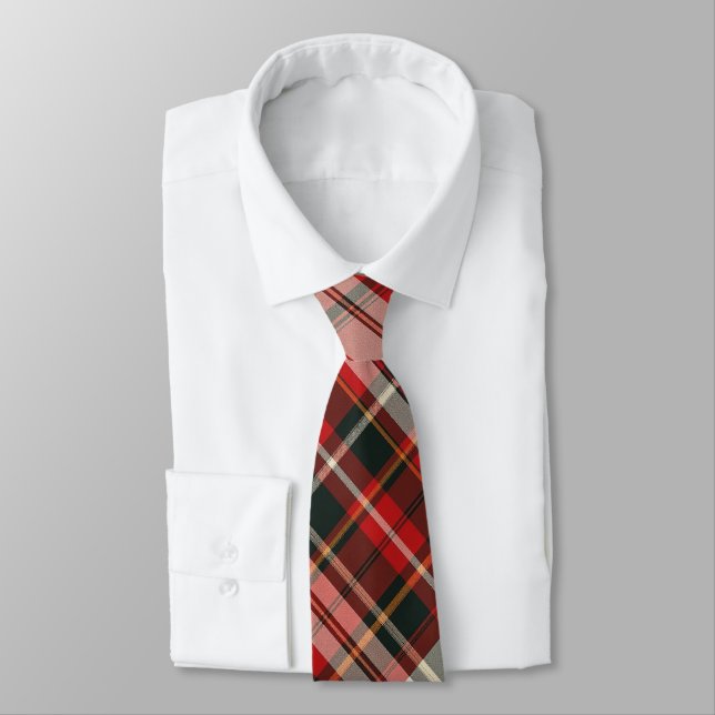 Red, Chocolate & Cream Plaid  Neck Tie (Tied)