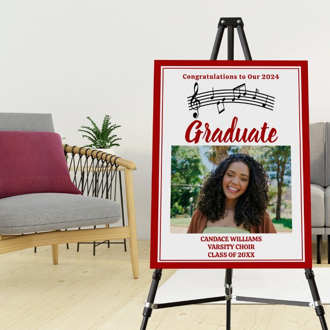 Red Choir Photo High School Graduation Party Foam Board (Creator Uploaded)