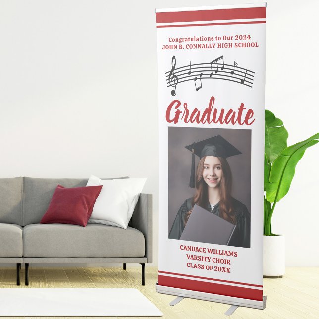 Red Choir Photo High School Graduation Party Retractable Banner (Creator Uploaded)