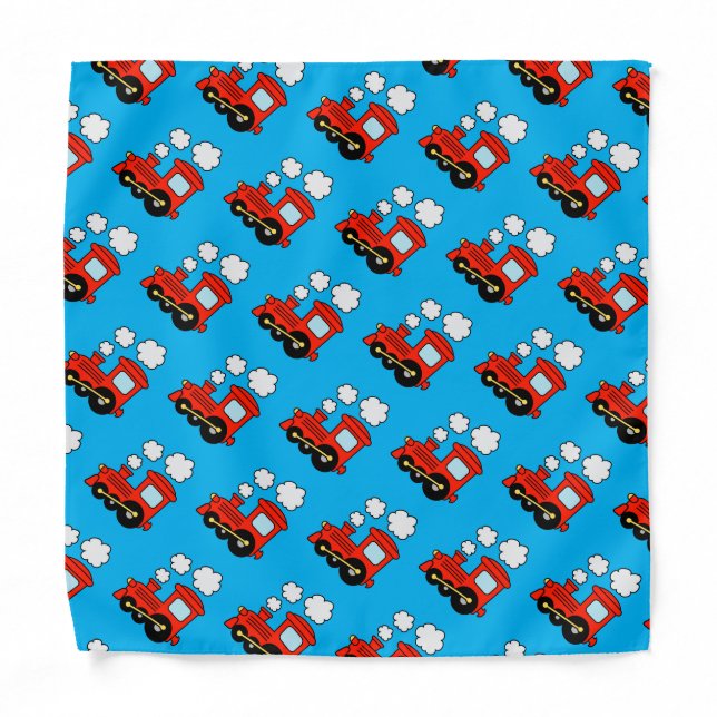 Red choo choo train bandana for small kids (Front)
