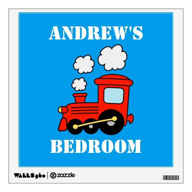 Red choo choo train wall decal for boys bedroom (Front)
