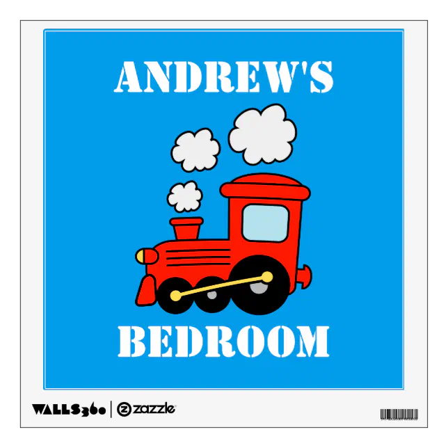 Personalized Train Engine Wall Sticker - Custom Name Kid's Room Decor (Black, Medium)