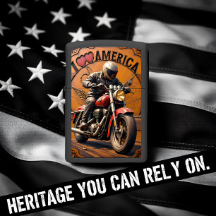 Red Chopper Winged Heart Route Zippo Lighter