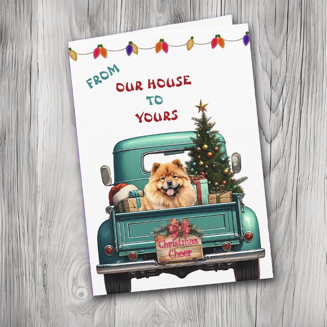 Red Chow Chow Farm Truck Christmas Card (Creator Uploaded)