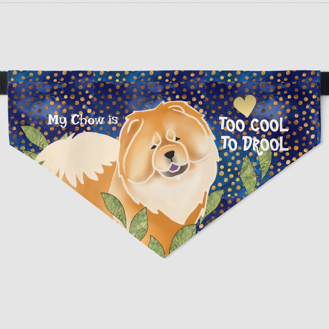 Red Chow  personalize name Pet Bandana Collar (Front)