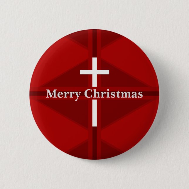 Red Christian Cross Christmas Button (Front)
