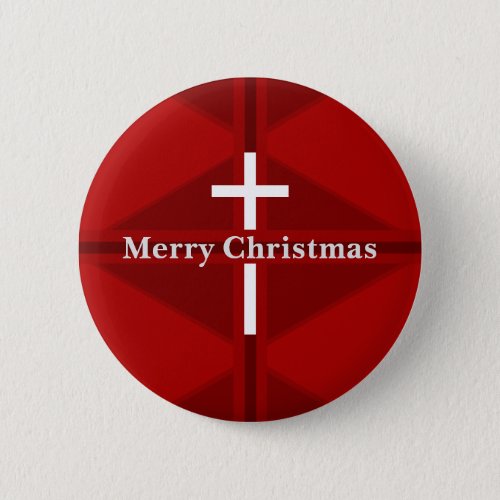 Red Christian Cross Christmas Button