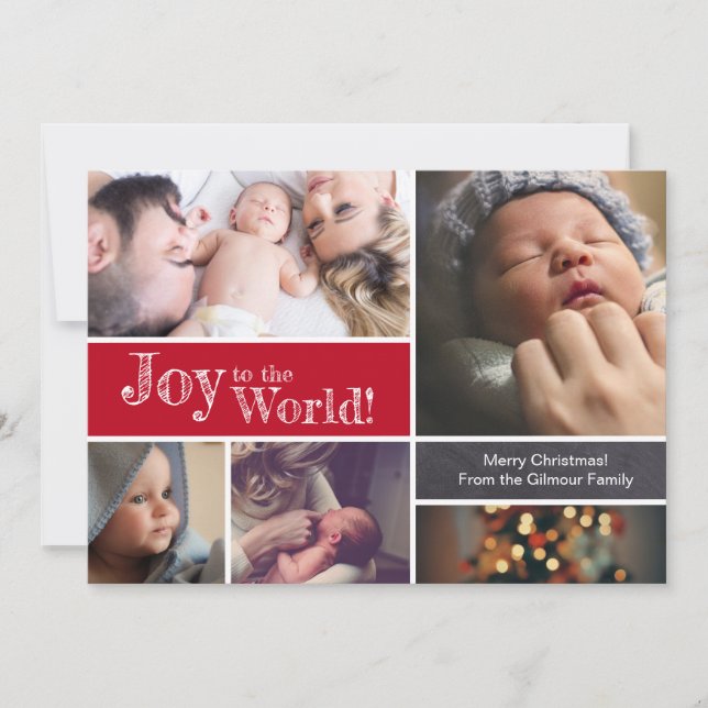 RED Christmas Baby birth announcement Thank You (Front)