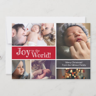 RED Christmas Baby birth announcement Thank You