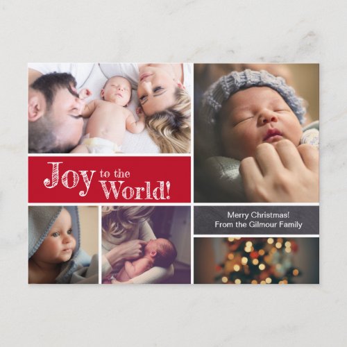 RED Christmas Baby birth announcement Thank You Postcard