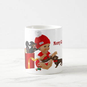 Red Christmas Baby Dachshund Surprise "Oh Baby" Coffee Mug