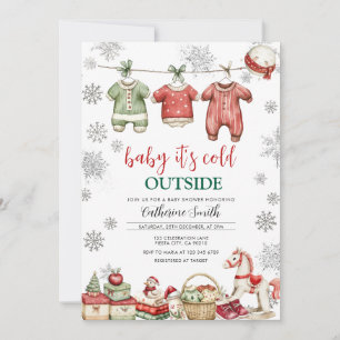 Red Christmas Baby It’s Cold Outside Baby Shower Invitation