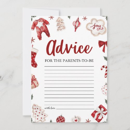 Red Christmas Baby Shower Advice for the Parents Invitation