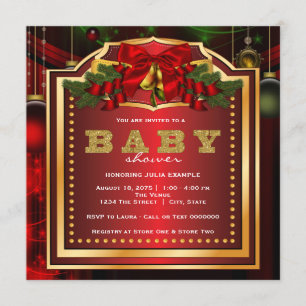Red Christmas Baby Shower Invitation