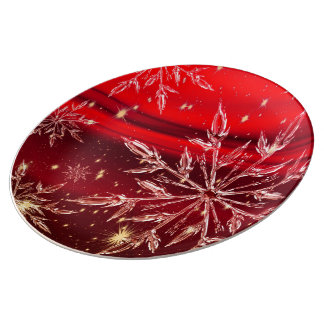 Red Christmas Background Dinner Plate