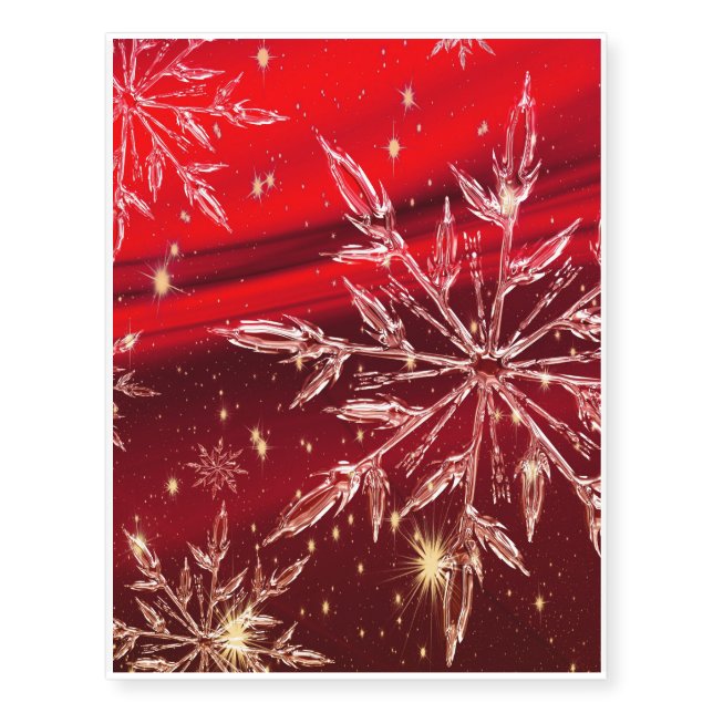 Red Christmas Background Temporary Tattoos (Front)