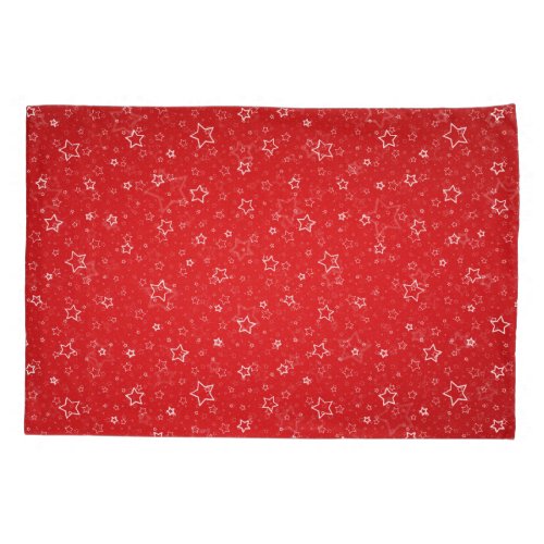 Red Christmas Background White stars Pillow Case