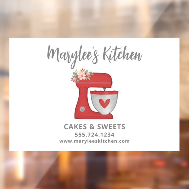 Red Christmas Bakery Pastry Chef Business Window Cling (Sheet 2)