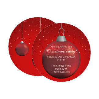Red Christmas Ball Invitation