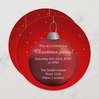 Red Christmas Ball Invitation