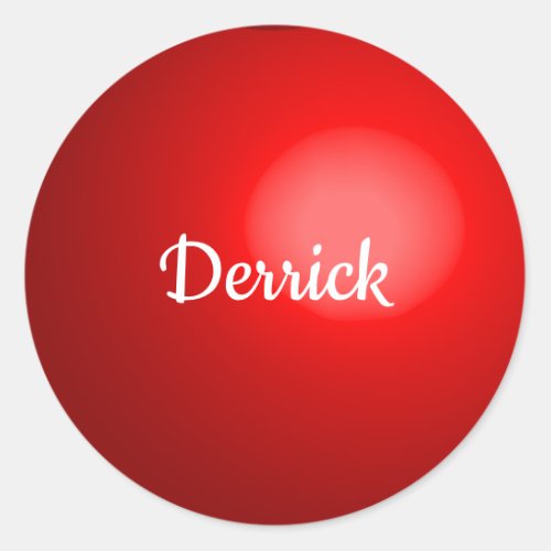 Red Christmas Ball Ornament with Name Classic Round Sticker