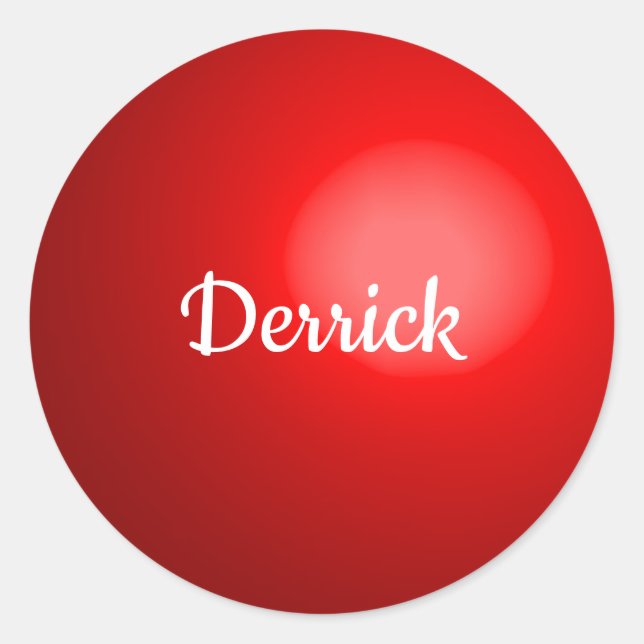Red Christmas Ball Ornament with Name Classic Round Sticker (Front)