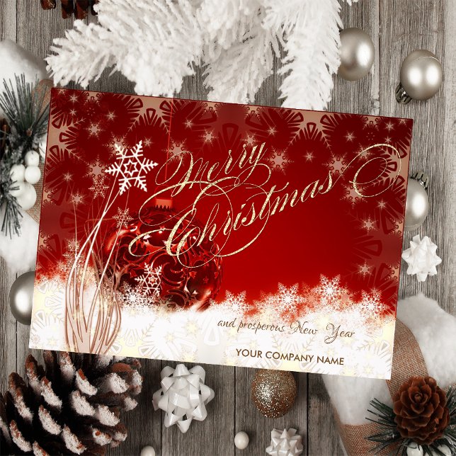 Red Christmas Ball, Snowflakes ,Corporate Greeting Holiday Card (Creator Uploaded)