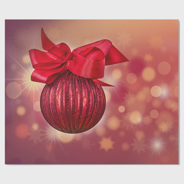 Red Christmas Balls Bokeh Company  Wrapping Paper (Flat)