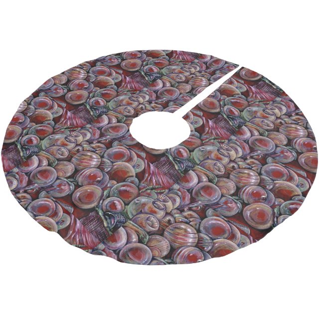 Red Christmas Balls Brushed Polyester Tree Skirt (Angled)